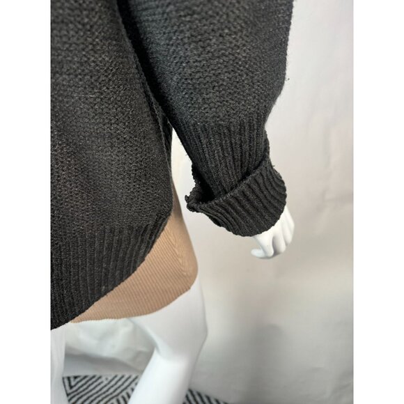 Love Rocks Womens Large Gray Acrylic Shawl Collar Button Cardigan Sweater - Picture 16 of 16